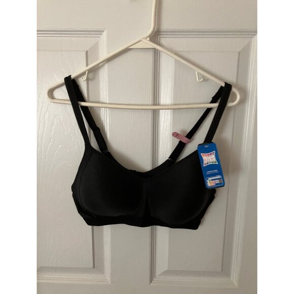 HANES Decorated Lace Comfort Flax Fit  Black T-Shirt Bra Smart Size L Cup C - Picture 1 of 9